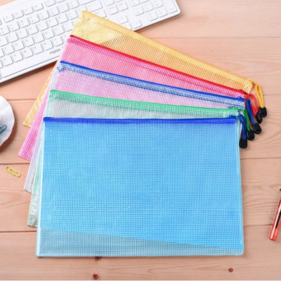 Transparent Grid Document Bag printed with a company logo, corporate gift