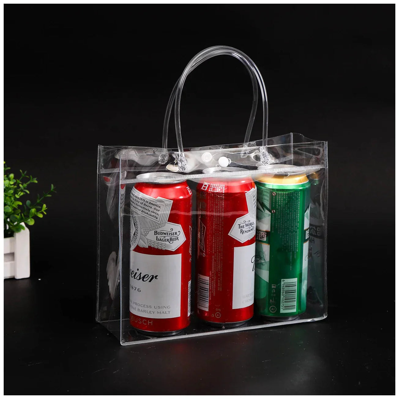 Custom Logo PVC Transparent Advertising Tote Bag Shopping Bag (Square Type) | Premium Corporate Gifts and Custom Gifts