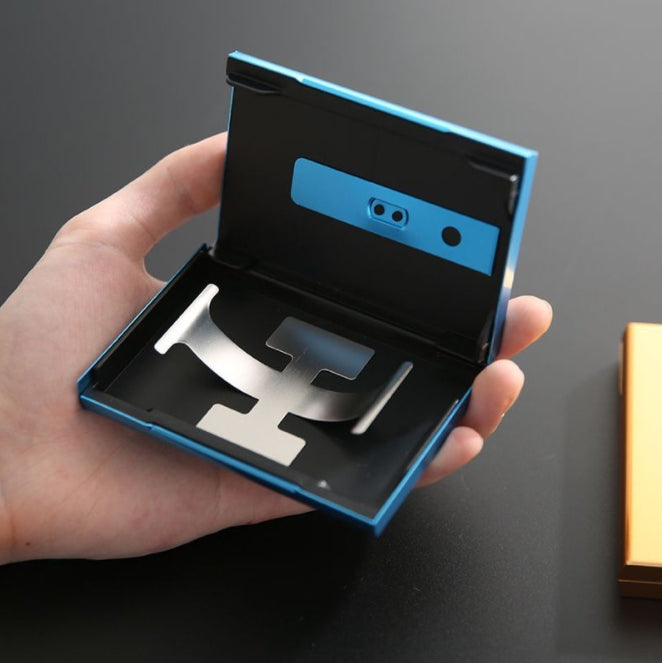 Custom Logo Aluminum Alloy Push-Behind Business Card Box | Premium Corporate Gifts and Custom Gifts