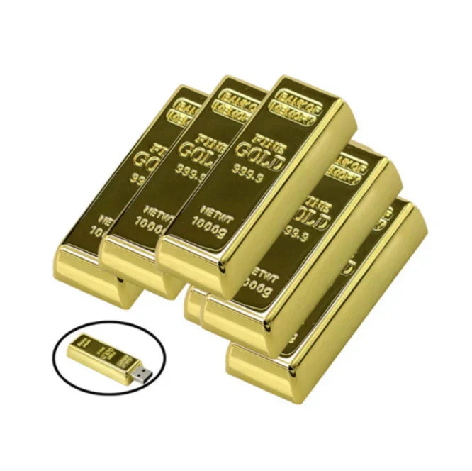 Custom Logo Gold brick-shaped flash drive | Premium Corporate Gifts and Custom Gifts