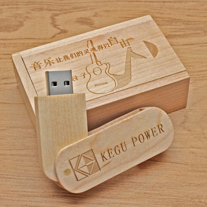 Wood Grain Rotating Flash Drive, view 2 of 3