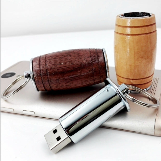 Barrel-shaped Flash Drive printed with a company logo, corporate gift