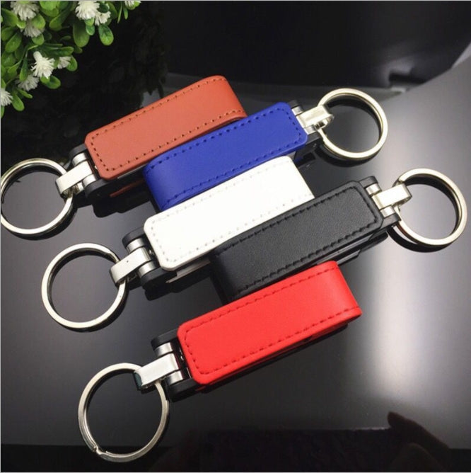 Custom Logo Textured leather case lock ring flash drive | Premium Corporate Gifts and Custom Gifts