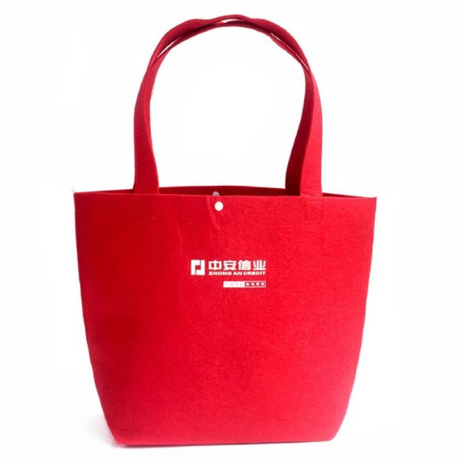 Classic Wool Felt Handbag printed with a company logo, corporate gift