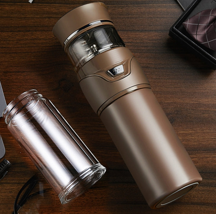 Custom Logo Textured Stainless Steel Tea Water Separation Thermos Cup Gift Box | Premium Corporate Gifts and Custom Gifts