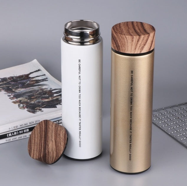 Custom Logo Wood Grain Lid Thermos Mug | Premium Corporate Gifts and Custom Gifts