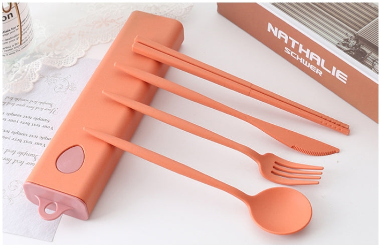 Custom Logo Candy-colored wheat straw knife and fork four-piece set | Premium Corporate Gifts and Custom Gifts