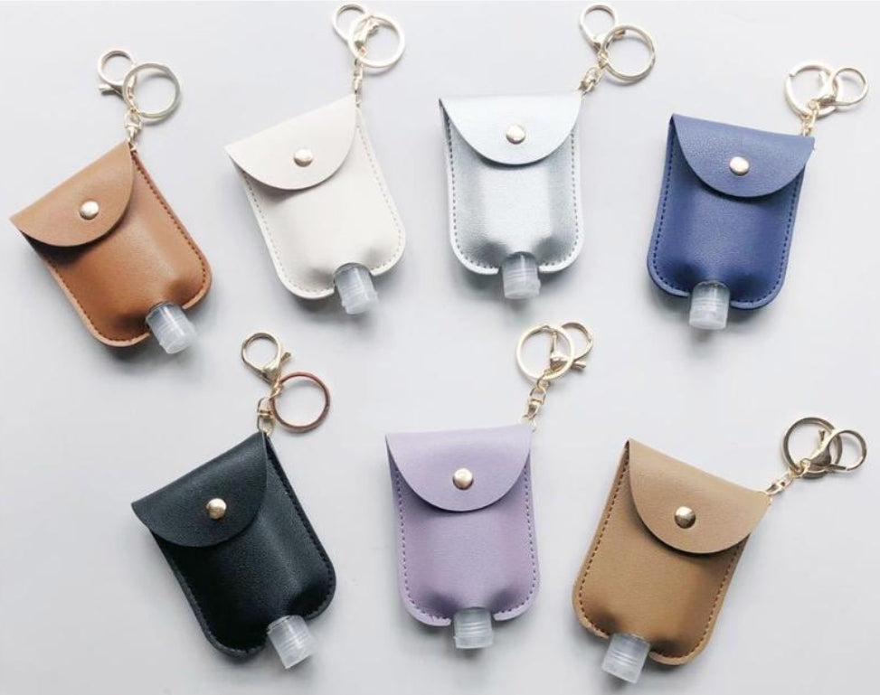 Custom Logo Leather Cover Epidemic Prevention Bottle Keychain | Premium Corporate Gifts and Custom Gifts