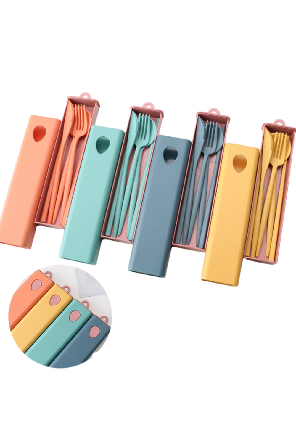 Custom Logo Candy-colored wheat straw knife and fork four-piece set | Premium Corporate Gifts and Custom Gifts