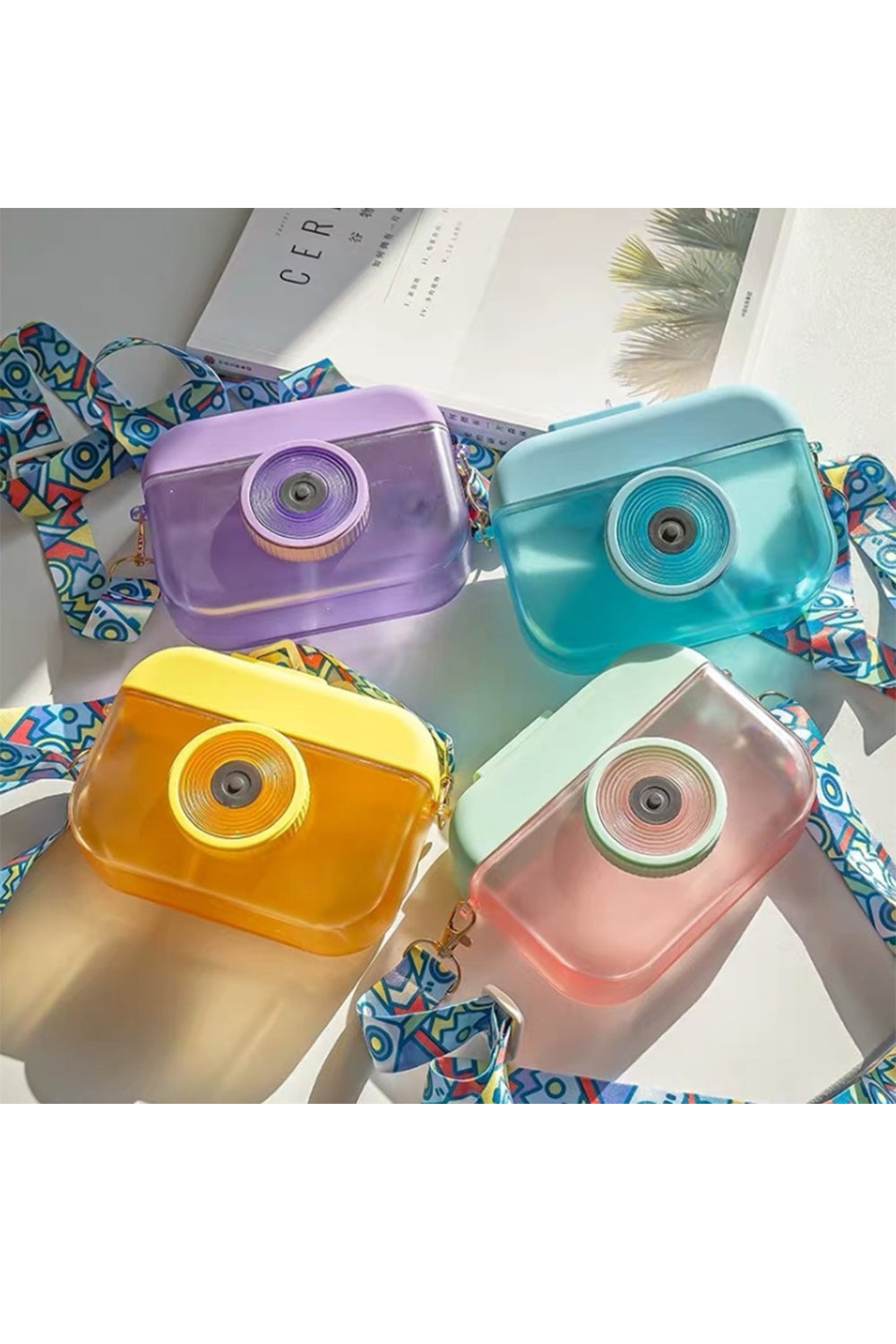 Custom Logo Cute camera-shaped straw bottle | Premium Corporate Gifts and Custom Gifts