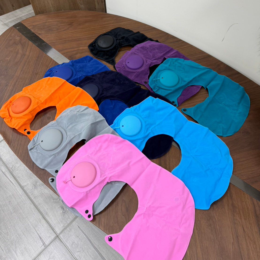 Custom Logo Press-type inflatable neck pillow (flocking) | Premium Corporate Gifts and Custom Gifts