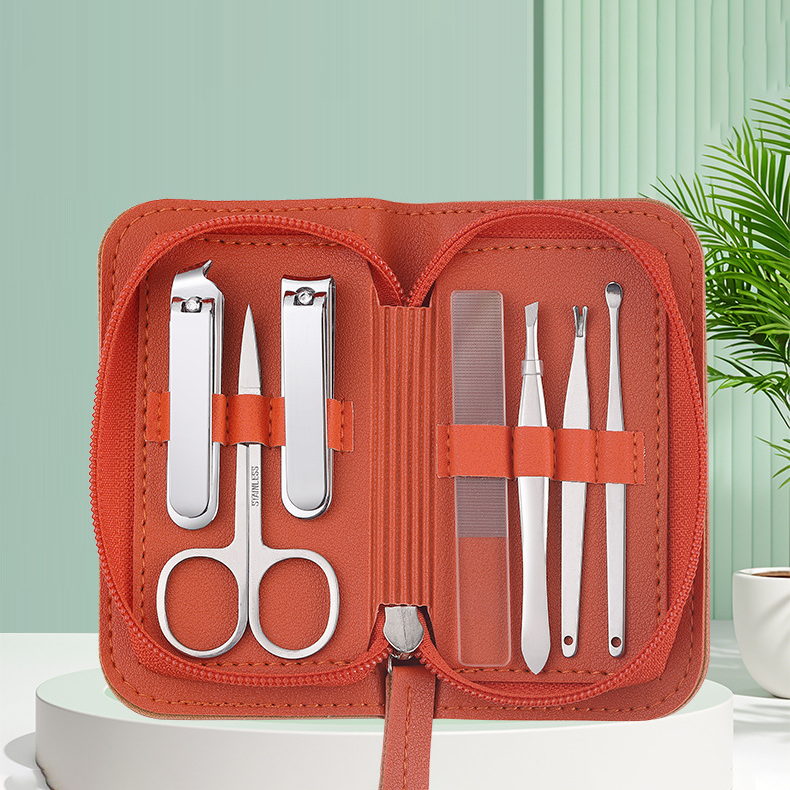 Custom Logo Nail clipper seven-piece leather bag | Premium Corporate Gifts and Custom Gifts