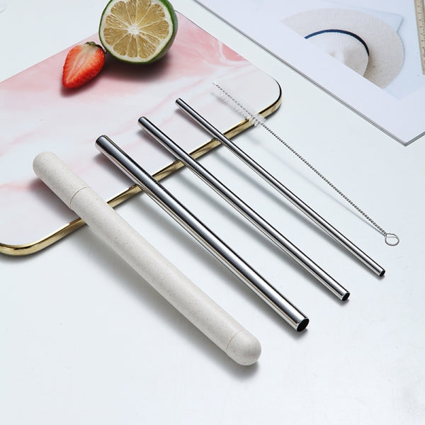 Custom Logo Eco-friendly Wheat Storage Box Stainless Steel Straw Set | Premium Corporate Gifts and Custom Gifts