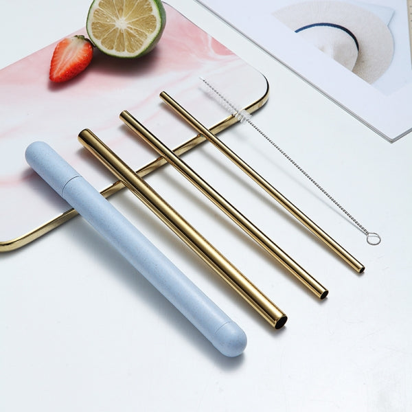 Custom Logo Eco-friendly Wheat Storage Box Stainless Steel Straw Set | Premium Corporate Gifts and Custom Gifts