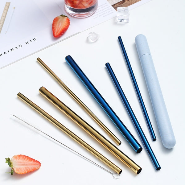 Custom Logo Eco-friendly Wheat Storage Box Stainless Steel Straw Set | Premium Corporate Gifts and Custom Gifts