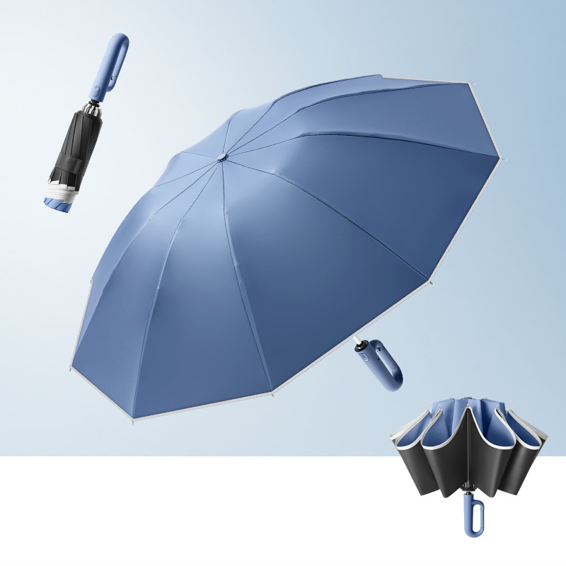 Custom Logo Automatic Reverse Ring Folding Umbrella | Premium Corporate Gifts and Custom Gifts