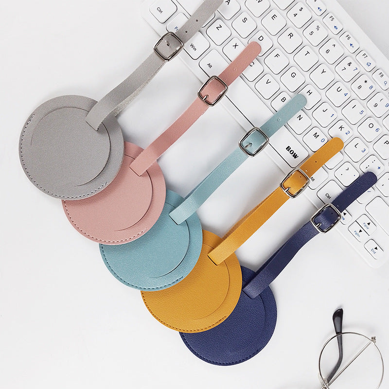 Custom Logo PU leather round luggage tag | Premium Corporate Gifts and Custom Gifts