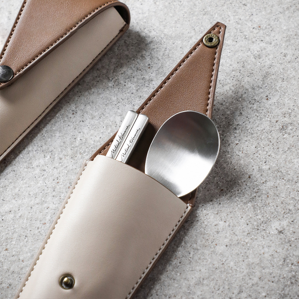 Custom Logo Textured leather portable cutlery set | Premium Corporate Gifts and Custom Gifts