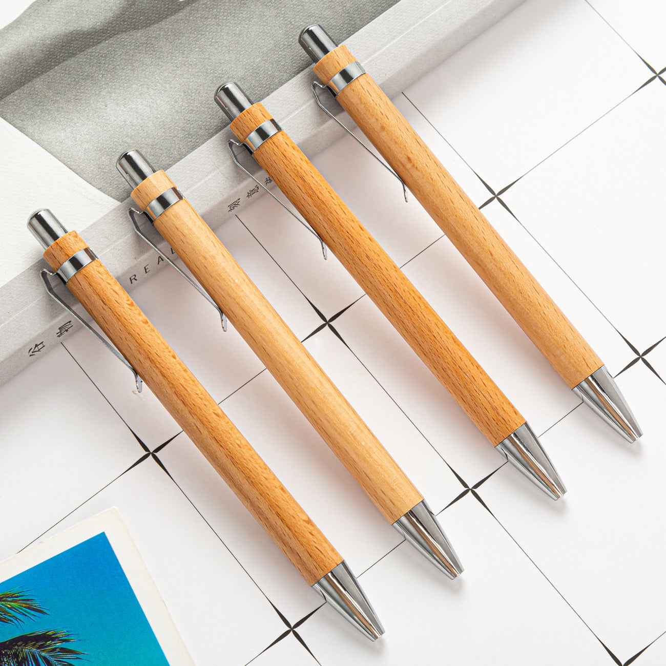 Custom Logo Simple bamboo and wood pen two-piece set | Premium Corporate Gifts and Custom Gifts