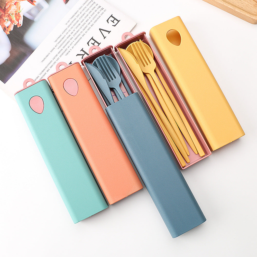 Custom Logo Candy-colored wheat straw knife and fork four-piece set | Premium Corporate Gifts and Custom Gifts