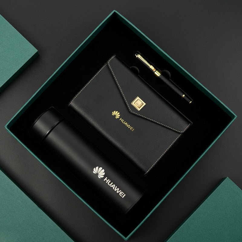 Business Thermos Mug Notebook Gift Box printed with a company logo, corporate gift
