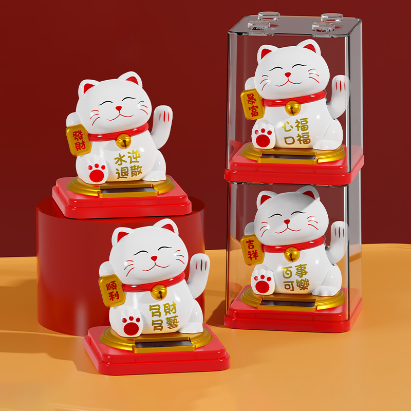 Custom Logo Solar Hand Shake Lucky Cat | Premium Corporate Gifts and Custom Gifts