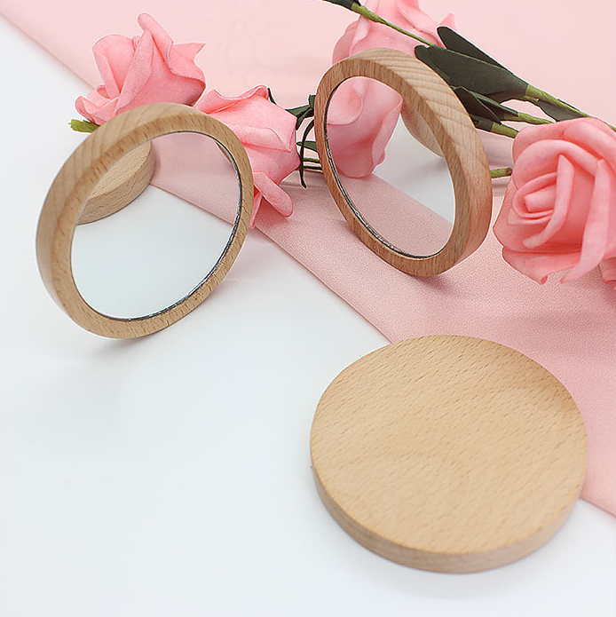 Custom Logo Solid Wood Small Round Mirror | Premium Corporate Gifts and Custom Gifts