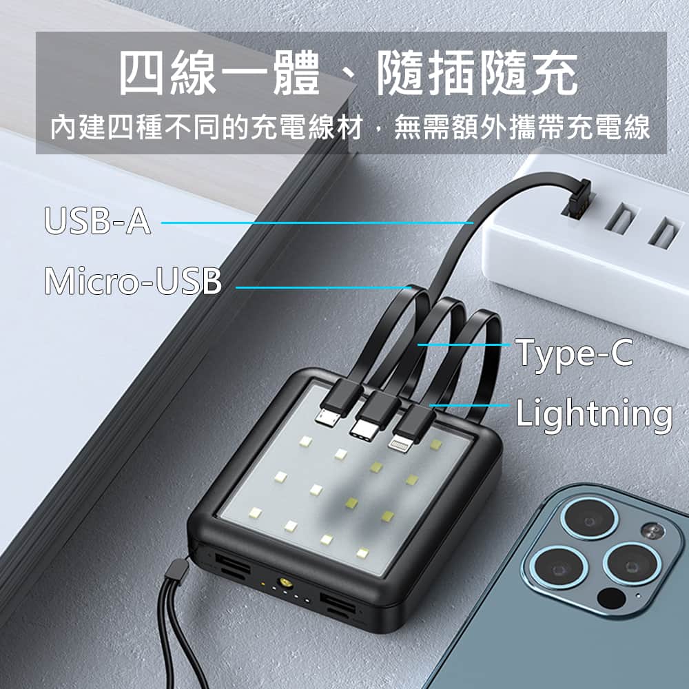 Custom Logo Outdoor Camping Four-Wire Power Bank | Premium Corporate Gifts and Custom Gifts