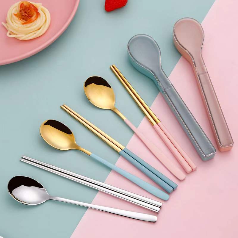 Custom Logo Stainless steel spoon and chopsticks two-piece set | Premium Corporate Gifts and Custom Gifts