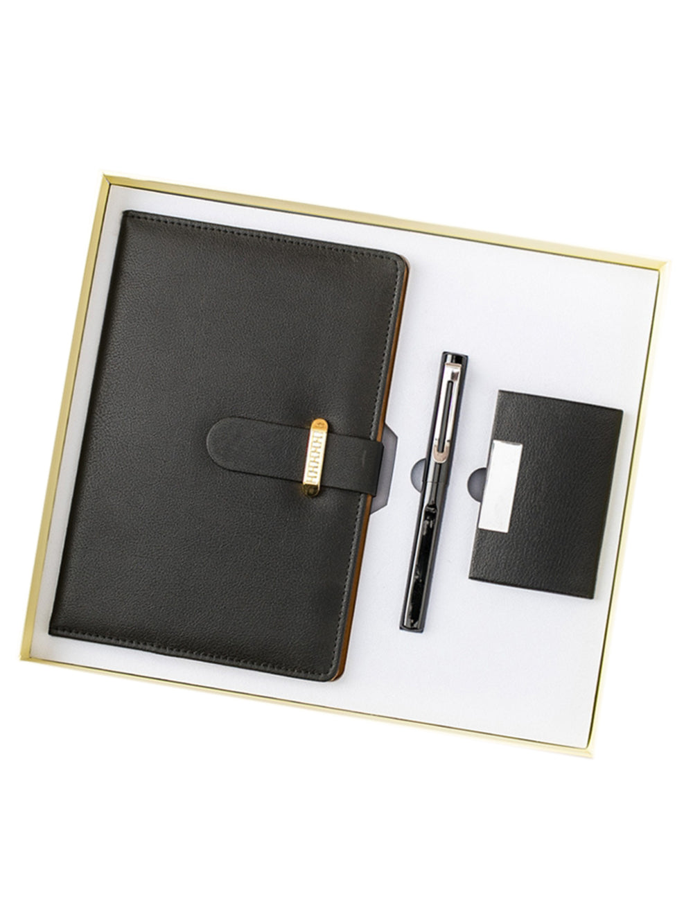Custom Logo Business Notebook & Business Card Holder 3-Piece Set Gift Box | Premium Corporate Gifts and Custom Gifts
