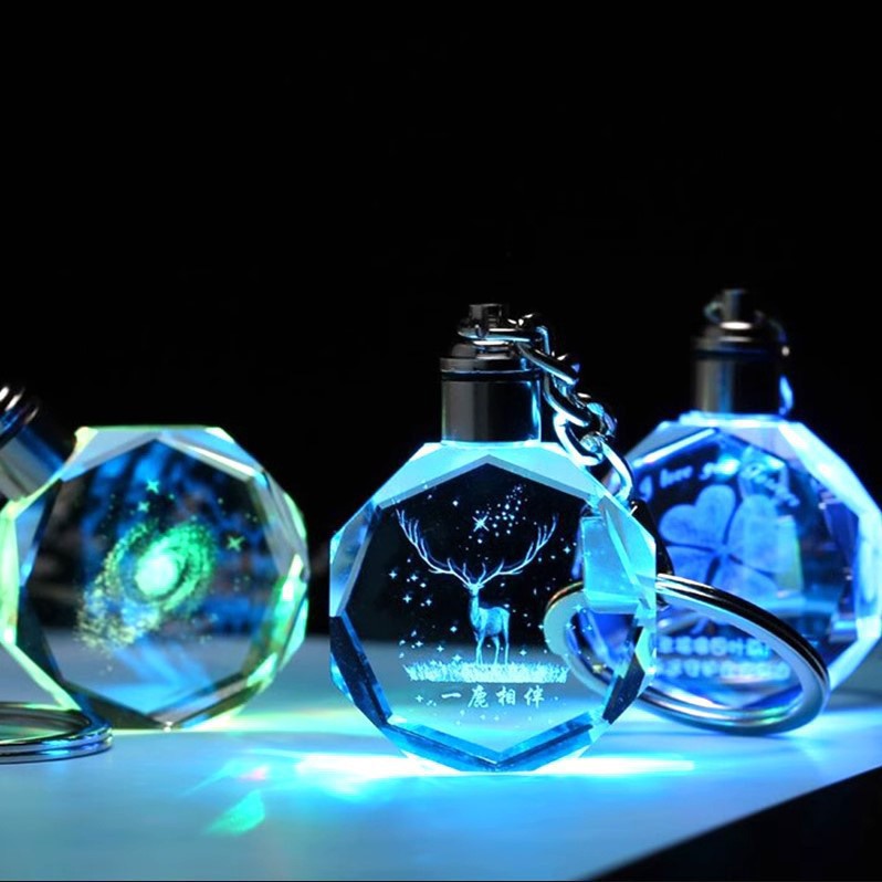 Custom Logo Luminous Crystal Keychain | Premium Corporate Gifts and Custom Gifts