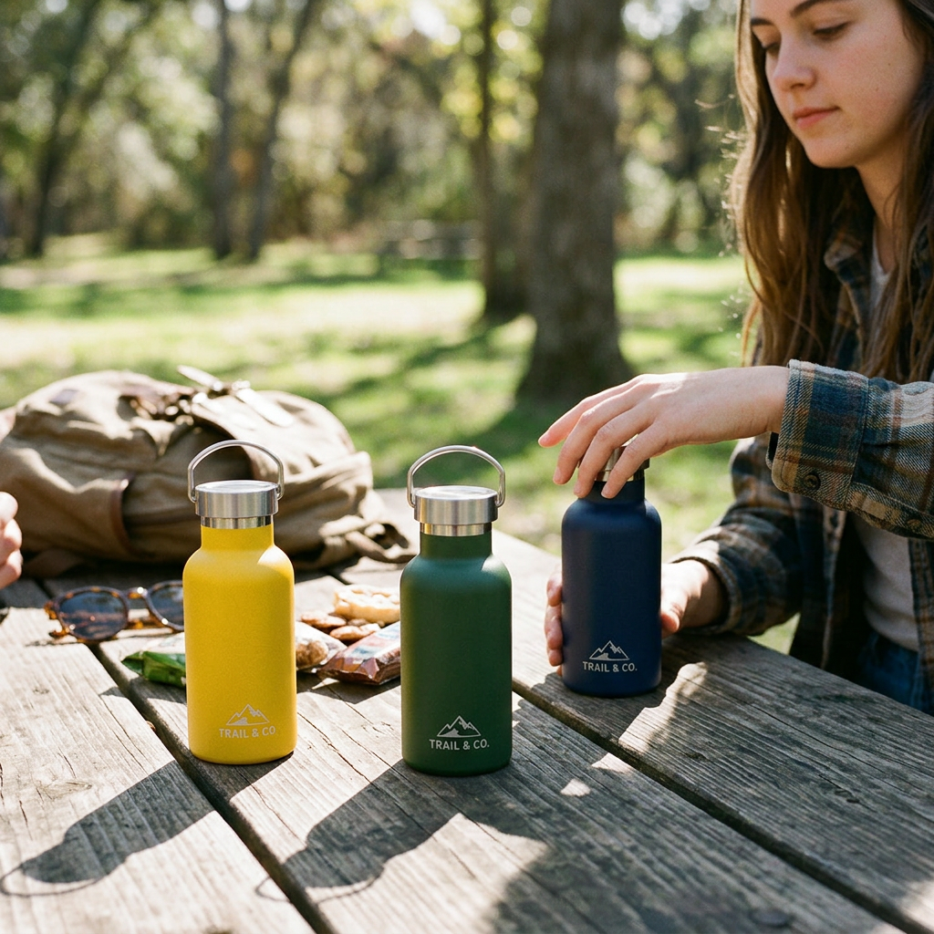 Custom Logo Colourful Stainless Steel Hand-held Water Bottle