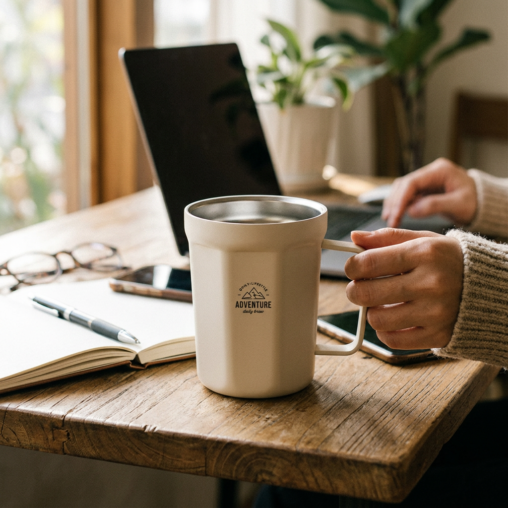 Custom Logo Portable Handle Stainless Steel Cup