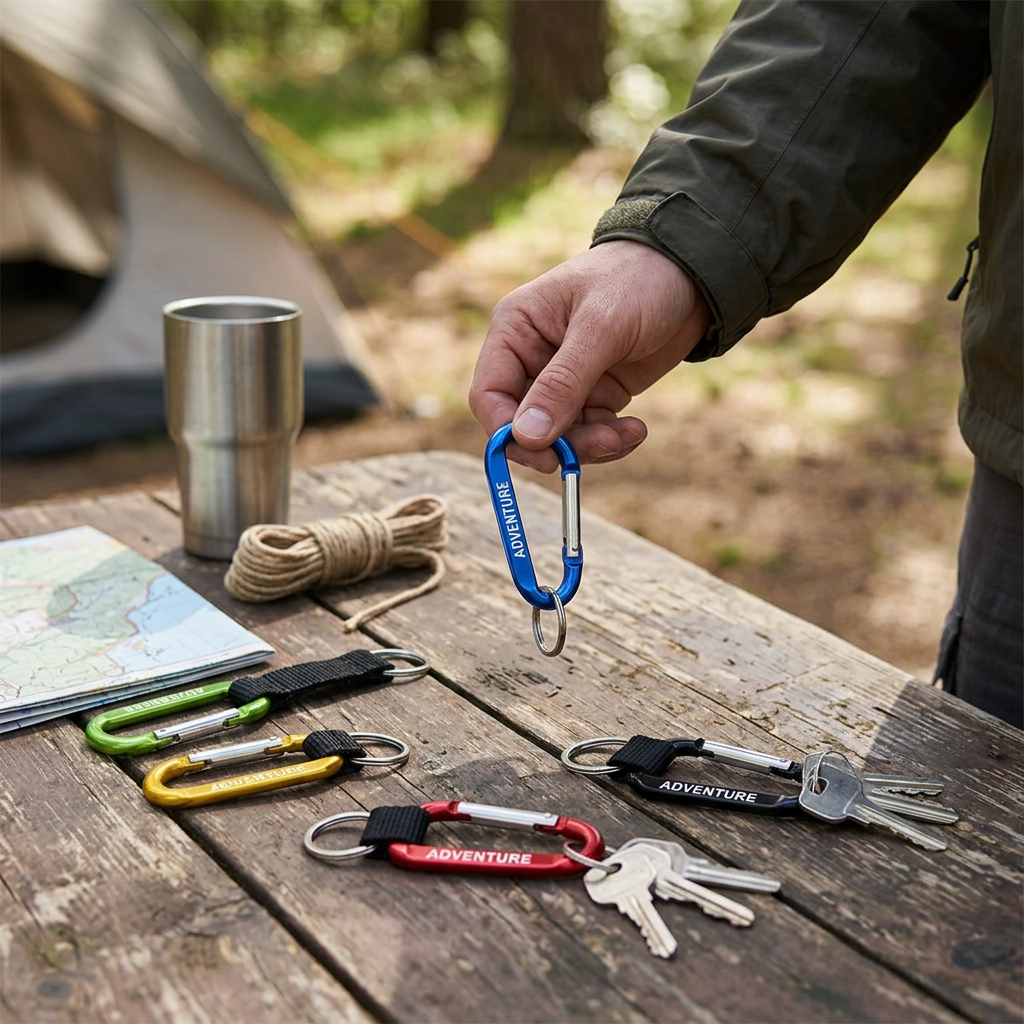 Custom Logo Camping Carabiner Ring Keychain