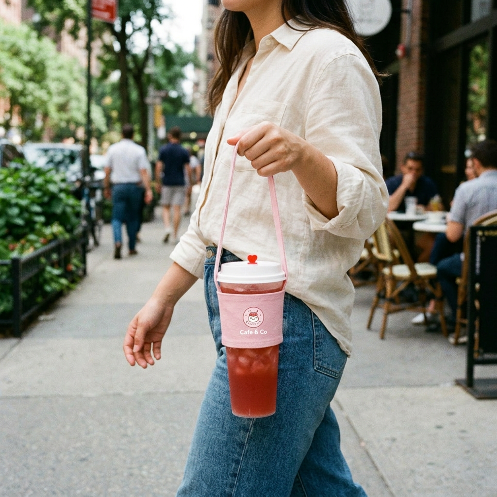 Custom Logo Canvas Cup Bag Drink Bag