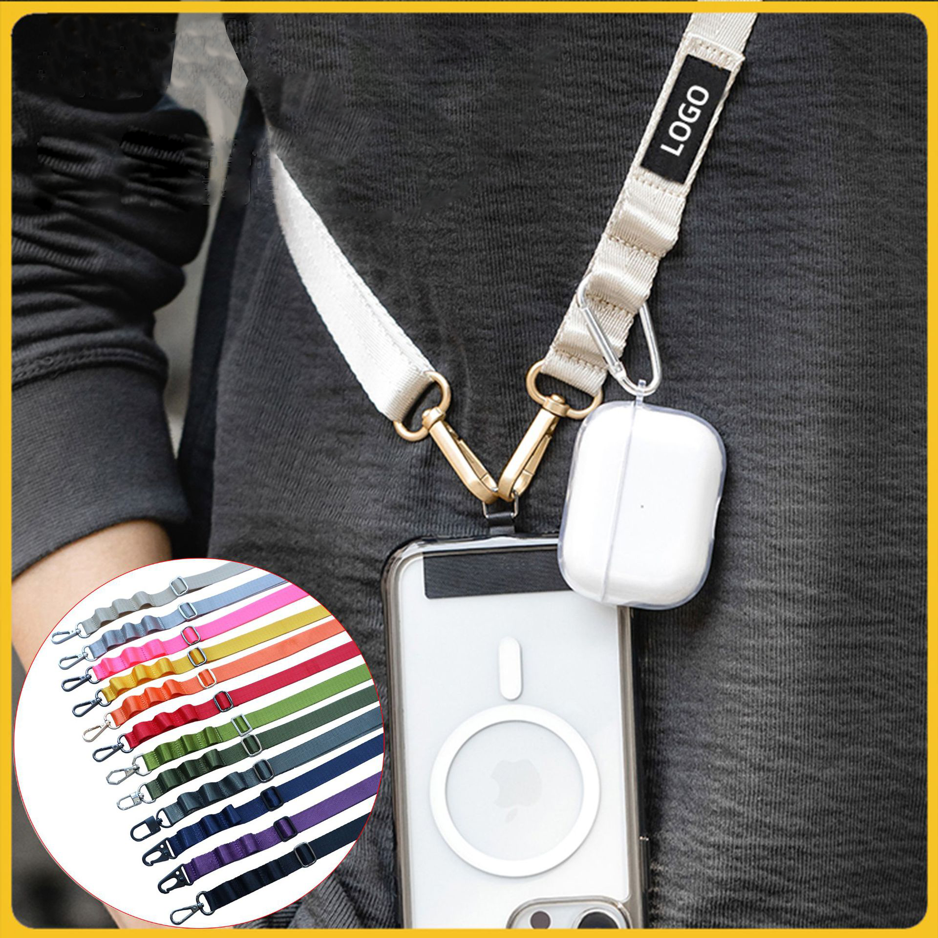 Custom Logo Metal Diagonal Strap Mobile Phone Lanyard | Premium Corporate Gifts and Custom Gifts