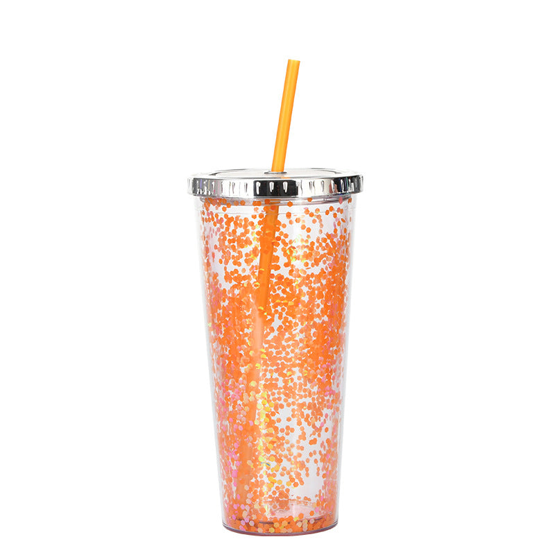 Custom Logo Shiny Sequin Straw Cup | Premium Corporate Gifts and Custom Gifts