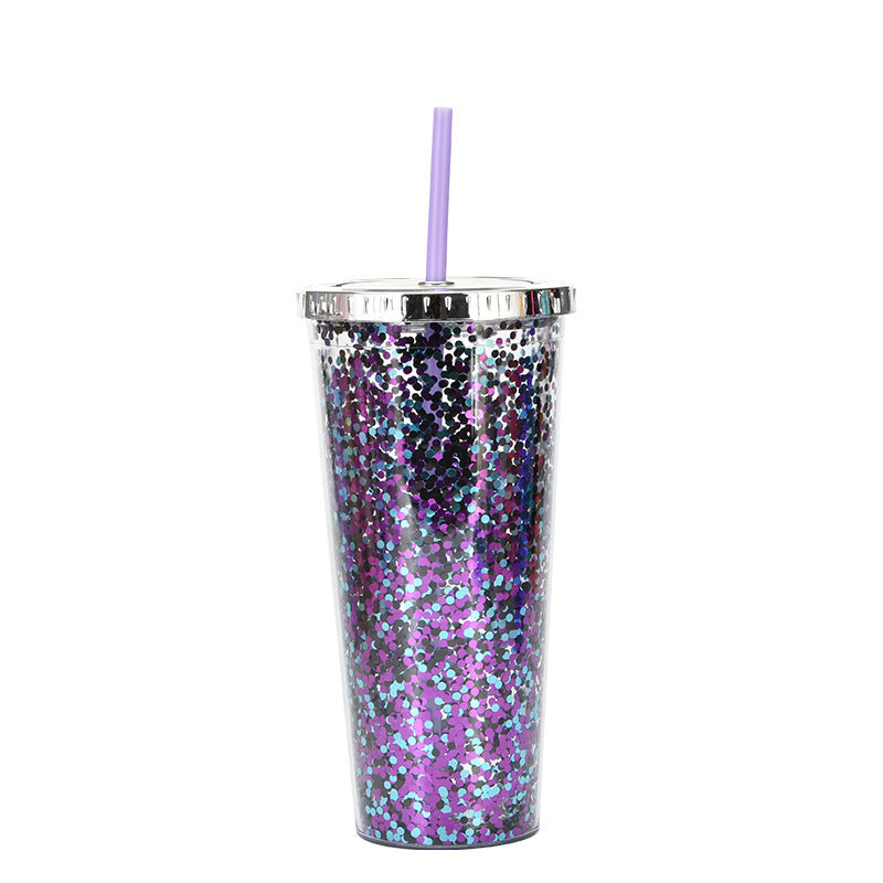 Custom Logo Shiny Sequin Straw Cup | Premium Corporate Gifts and Custom Gifts