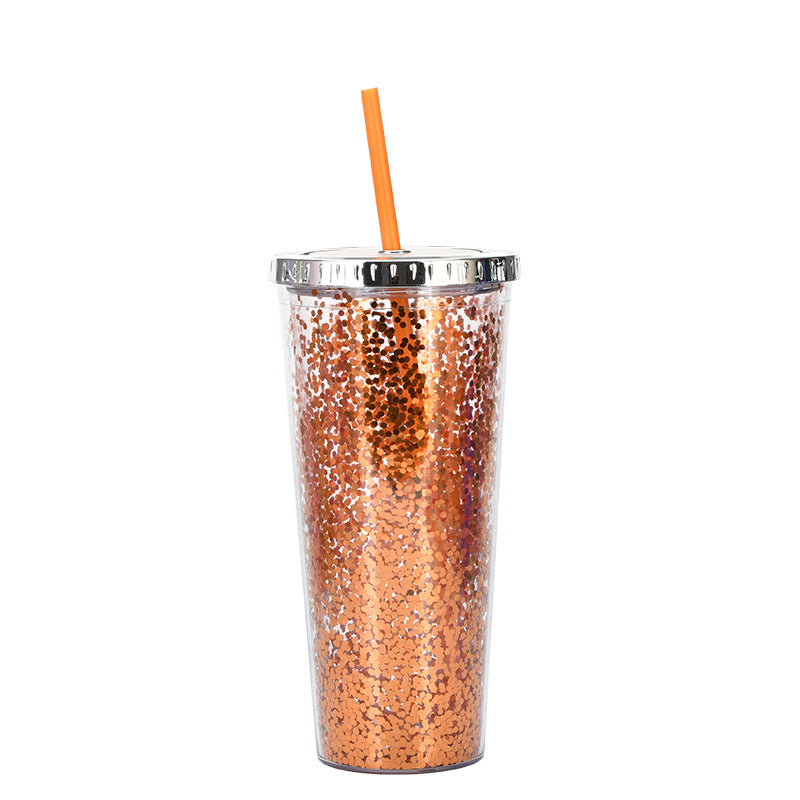 Custom Logo Shiny Sequin Straw Cup | Premium Corporate Gifts and Custom Gifts
