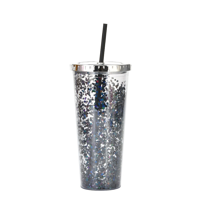 Custom Logo Shiny Sequin Straw Cup | Premium Corporate Gifts and Custom Gifts