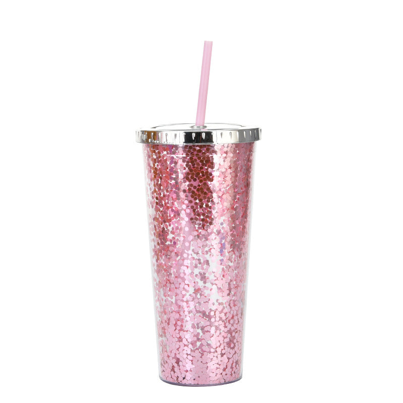 Custom Logo Shiny Sequin Straw Cup | Premium Corporate Gifts and Custom Gifts