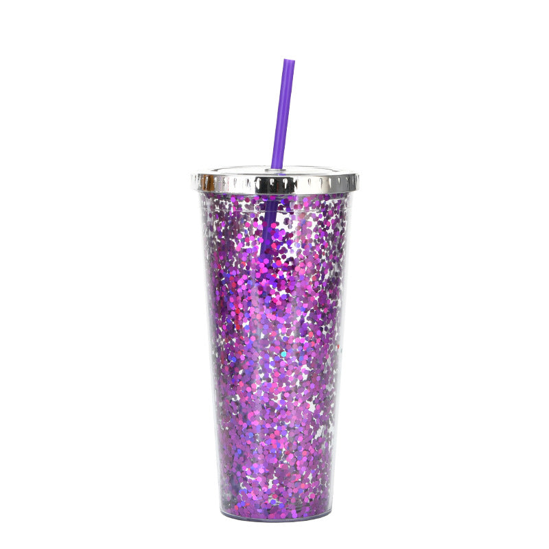 Custom Logo Shiny Sequin Straw Cup | Premium Corporate Gifts and Custom Gifts