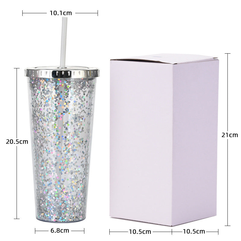 Custom Logo Shiny Sequin Straw Cup | Premium Corporate Gifts and Custom Gifts