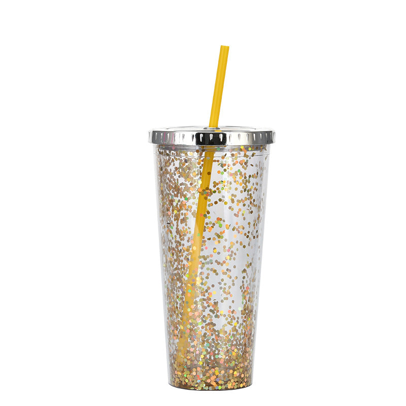 Custom Logo Shiny Sequin Straw Cup | Premium Corporate Gifts and Custom Gifts