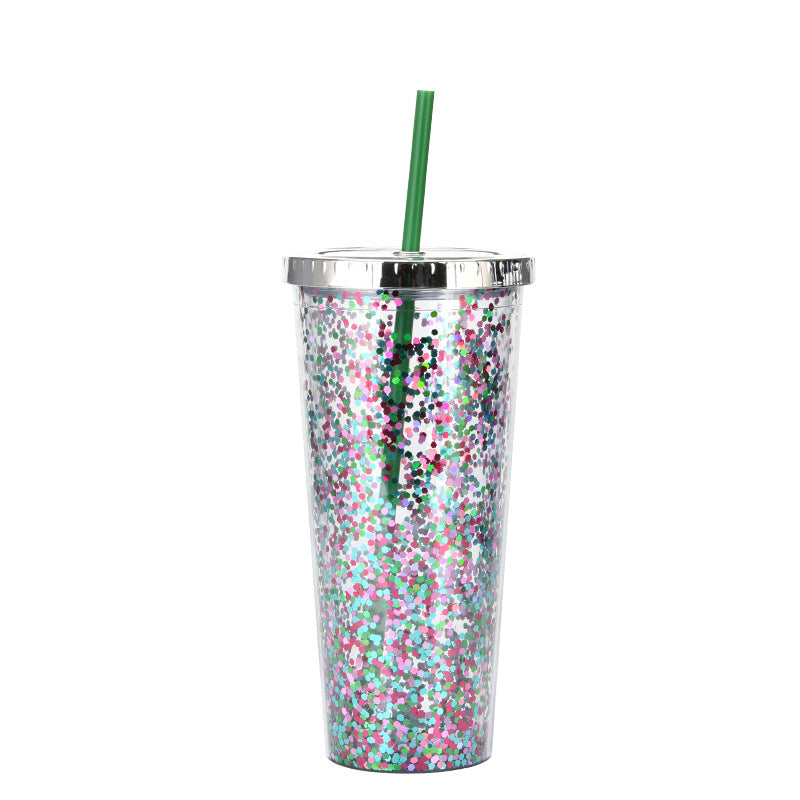 Custom Logo Shiny Sequin Straw Cup | Premium Corporate Gifts and Custom Gifts