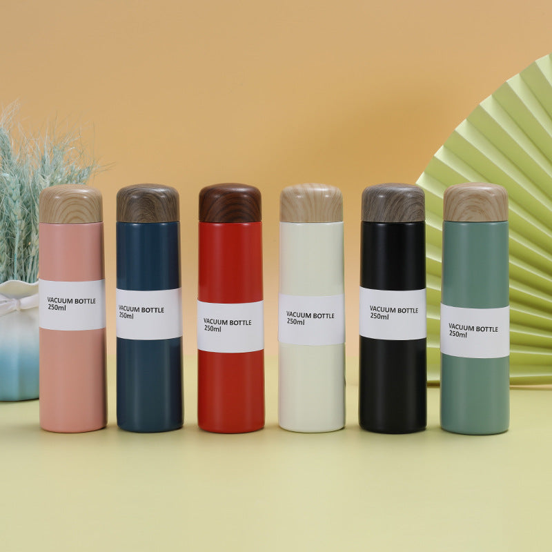 Custom Logo Wood Grain Lid Pocket Thermos Mug | Premium Corporate Gifts and Custom Gifts