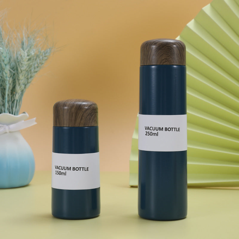 Custom Logo Wood Grain Lid Pocket Thermos Mug | Premium Corporate Gifts and Custom Gifts